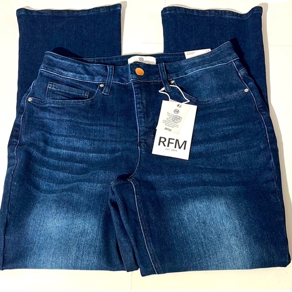 RFM Los Angeles MIA High-Rise Bootcut Jeans Denim 14 Dark Wash Stretch NEW